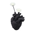 Creative Anatomical Heart Vases Resin Sculpture Heart Shaped Art Flower Vases Desktop Home Decoration for Living Room Black