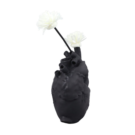 Creative Anatomical Heart Vases Resin Sculpture Heart Shaped Art Flower Vases Desktop Home Decoration for Living Room Black