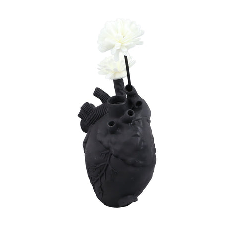 Creative Anatomical Heart Vases Resin Sculpture Heart Shaped Art Flower Vases Desktop Home Decoration for Living Room Black