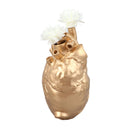 Creative Anatomical Heart Vases Resin Sculpture Heart Shaped Art Flower Vases Desktop Home Decoration for Living Room Gold