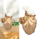 Creative Anatomical Heart Vases Resin Sculpture Heart Shaped Art Flower Vases Desktop Home Decoration for Living Room Gold
