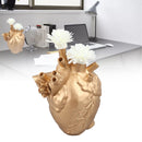 Creative Anatomical Heart Vases Resin Sculpture Heart Shaped Art Flower Vases Desktop Home Decoration for Living Room Gold