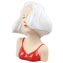 Girl Face Vase Modern Decorative Sculpture Ceramic Head Flower Vase for Living Room Bedroom Office White