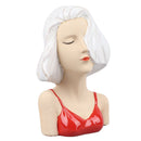 Girl Face Vase Modern Decorative Sculpture Ceramic Head Flower Vase for Living Room Bedroom Office White