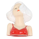 Girl Face Vase Modern Decorative Sculpture Ceramic Head Flower Vase for Living Room Bedroom Office White