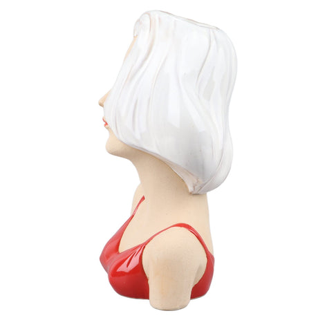 Girl Face Vase Modern Decorative Sculpture Ceramic Head Flower Vase for Living Room Bedroom Office White