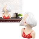 Girl Face Vase Modern Decorative Sculpture Ceramic Head Flower Vase for Living Room Bedroom Office White