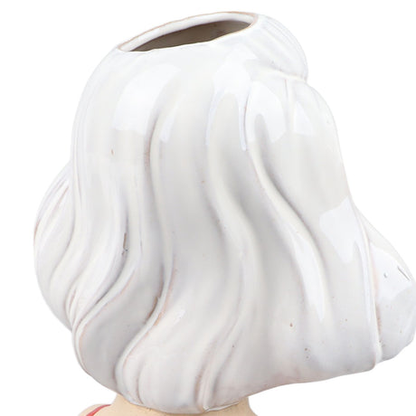 Girl Face Vase Modern Decorative Sculpture Ceramic Head Flower Vase for Living Room Bedroom Office White