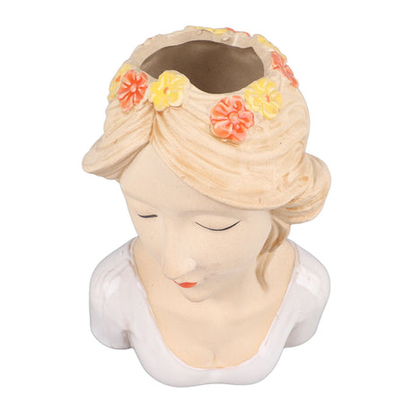 Modern Ceramic Face Vases Decorative Modern Style Shy Girl Flower Lady Head Vase for Unisex Plants Lover White