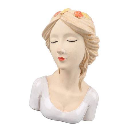 Modern Ceramic Face Vases Decorative Modern Style Shy Girl Flower Lady Head Vase for Unisex Plants Lover White