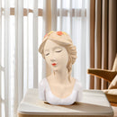 Modern Ceramic Face Vases Decorative Modern Style Shy Girl Flower Lady Head Vase for Unisex Plants Lover White