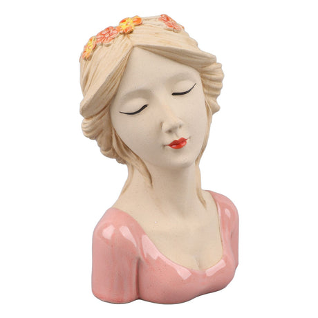 Modern Ceramic Face Vases Decorative Modern Style Shy Girl Flower Lady Head Vase for Unisex Plants Lover Pink
