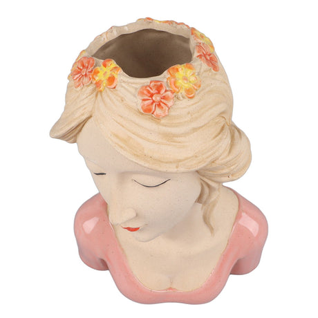 Modern Ceramic Face Vases Decorative Modern Style Shy Girl Flower Lady Head Vase for Unisex Plants Lover Pink