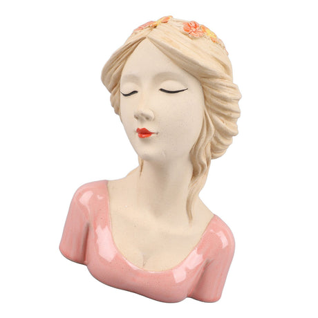 Modern Ceramic Face Vases Decorative Modern Style Shy Girl Flower Lady Head Vase for Unisex Plants Lover Pink