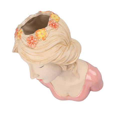 Modern Ceramic Face Vases Decorative Modern Style Shy Girl Flower Lady Head Vase for Unisex Plants Lover Pink