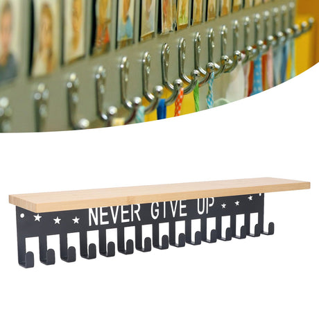 Metal Award Display Trophy Shelf Bamboo Trophy Shelf Metal Wall Mounted Medal Display Hanger