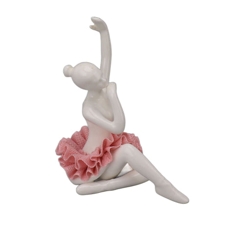 Dancing Ballerina Girl Figurine Ceramic Ballet Girl Figure Ballet Dancer Statue Sculpture Desk Bookshelf Decoration Pink