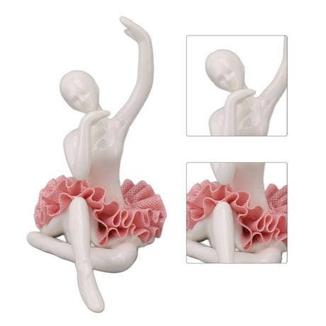 Dancing Ballerina Girl Figurine Ceramic Ballet Girl Figure Ballet Dancer Statue Sculpture Desk Bookshelf Decoration Pink