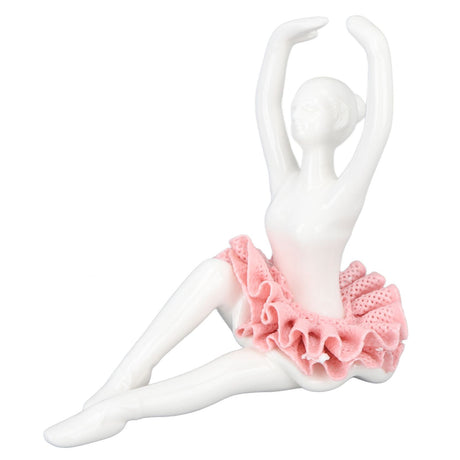 Ballet Dancer Statue Pink Ballerina Figure Ceramic Figure Decor for Table Shelf Bedroom Living Room
