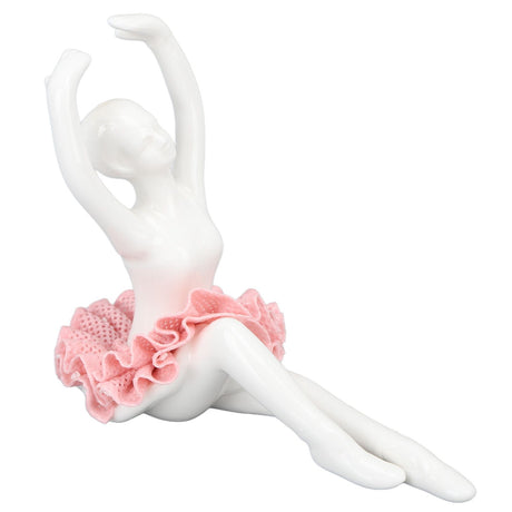 Ballet Dancer Statue Pink Ballerina Figure Ceramic Figure Decor for Table Shelf Bedroom Living Room
