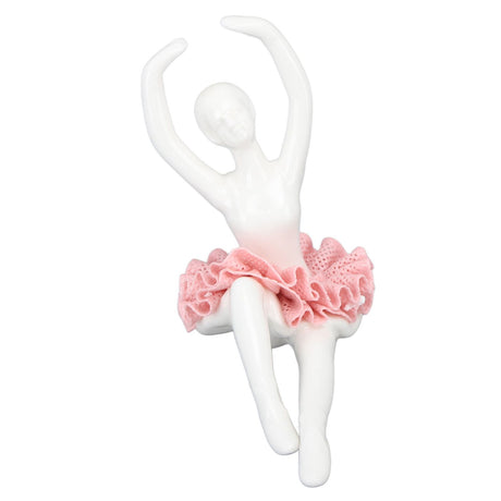 Ballet Dancer Statue Pink Ballerina Figure Ceramic Figure Decor for Table Shelf Bedroom Living Room