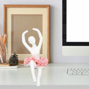 Ballet Dancer Statue Pink Ballerina Figure Ceramic Figure Decor for Table Shelf Bedroom Living Room