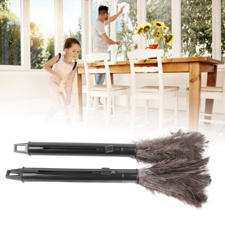 2Pcs Retractable Feather Duster Ostrich Feathers Duster with Long Handle for Home Cleaning