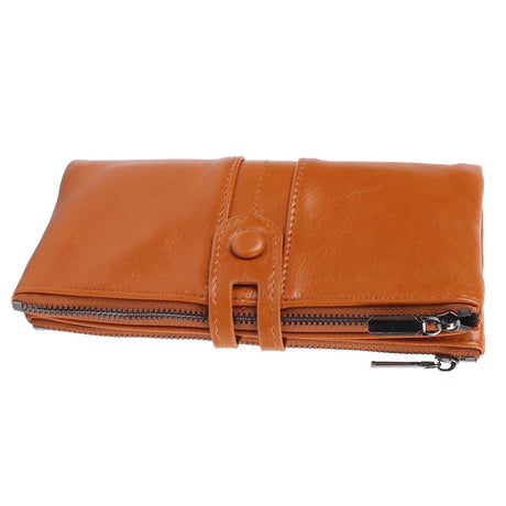 Women Wallet RFID Blocking Large Capacity Zipper Closure PU Leather Retro Style Lady Wallet
