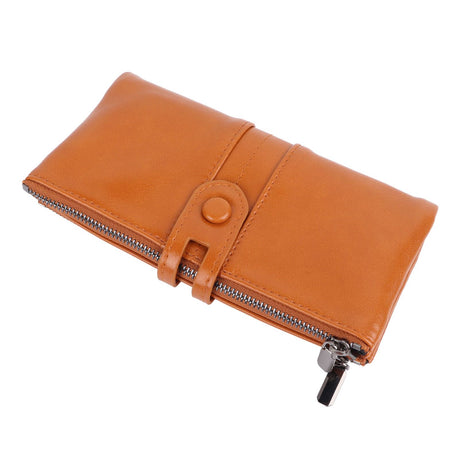 Women Wallet RFID Blocking Large Capacity Zipper Closure PU Leather Retro Style Lady Wallet