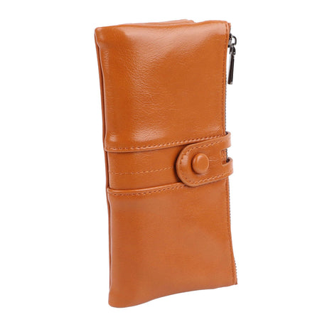 Women Wallet RFID Blocking Large Capacity Zipper Closure PU Leather Retro Style Lady Wallet