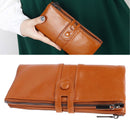 Women Wallet RFID Blocking Large Capacity Zipper Closure PU Leather Retro Style Lady Wallet