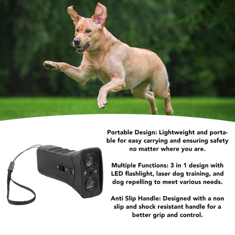 Dog Repeller Dual Sensor Ultrasound LED Light Laser Dog Deterrent Device USB Rechargeable Anti Barking Device