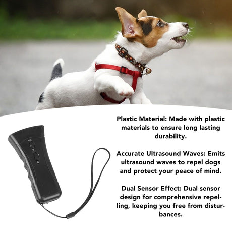 Dog Repeller Dual Sensor Ultrasound LED Light Laser Dog Deterrent Device USB Rechargeable Anti Barking Device