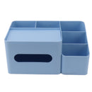 Tissue Box Organizer with Lid Plastic Exquisite Smooth Surface Tissue Desk Organizer for Home Office Blue