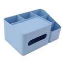 Tissue Box Organizer with Lid Plastic Exquisite Smooth Surface Tissue Desk Organizer for Home Office Blue