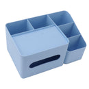 Tissue Box Organizer with Lid Plastic Exquisite Smooth Surface Tissue Desk Organizer for Home Office Blue