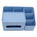 Tissue Box Organizer with Lid Plastic Exquisite Smooth Surface Tissue Desk Organizer for Home Office Blue