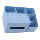 Tissue Box Organizer with Lid Plastic Exquisite Smooth Surface Tissue Desk Organizer for Home Office Blue