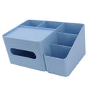 Tissue Box Organizer with Lid Plastic Exquisite Smooth Surface Tissue Desk Organizer for Home Office Blue