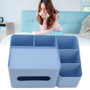 Tissue Box Organizer with Lid Plastic Exquisite Smooth Surface Tissue Desk Organizer for Home Office Blue