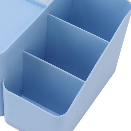 Tissue Box Organizer with Lid Plastic Exquisite Smooth Surface Tissue Desk Organizer for Home Office Blue