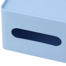 Tissue Box Organizer with Lid Plastic Exquisite Smooth Surface Tissue Desk Organizer for Home Office Blue