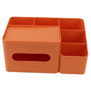 Tissue Box Organizer with Lid Plastic Exquisite Smooth Surface Tissue Desk Organizer for Home Office Orange