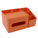 Tissue Box Organizer with Lid Plastic Exquisite Smooth Surface Tissue Desk Organizer for Home Office Orange