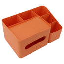 Tissue Box Organizer with Lid Plastic Exquisite Smooth Surface Tissue Desk Organizer for Home Office Orange