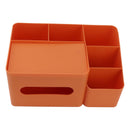 Tissue Box Organizer with Lid Plastic Exquisite Smooth Surface Tissue Desk Organizer for Home Office Orange