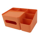 Tissue Box Organizer with Lid Plastic Exquisite Smooth Surface Tissue Desk Organizer for Home Office Orange