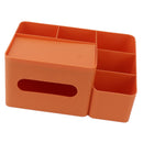 Tissue Box Organizer with Lid Plastic Exquisite Smooth Surface Tissue Desk Organizer for Home Office Orange