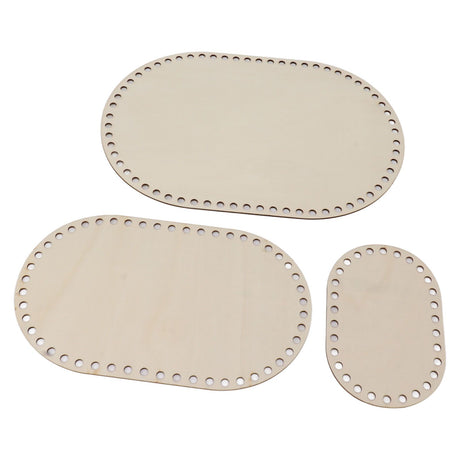 3Pcs Wooden Basket Bottom Oval Blank Solid Crochet Basket Wood Base for DIY Basket Weaving Supplies Craft Making