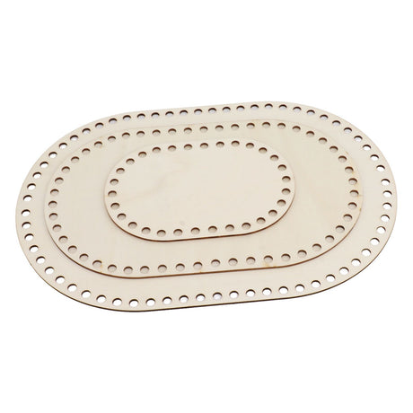 3Pcs Wooden Basket Bottom Oval Blank Solid Crochet Basket Wood Base for DIY Basket Weaving Supplies Craft Making